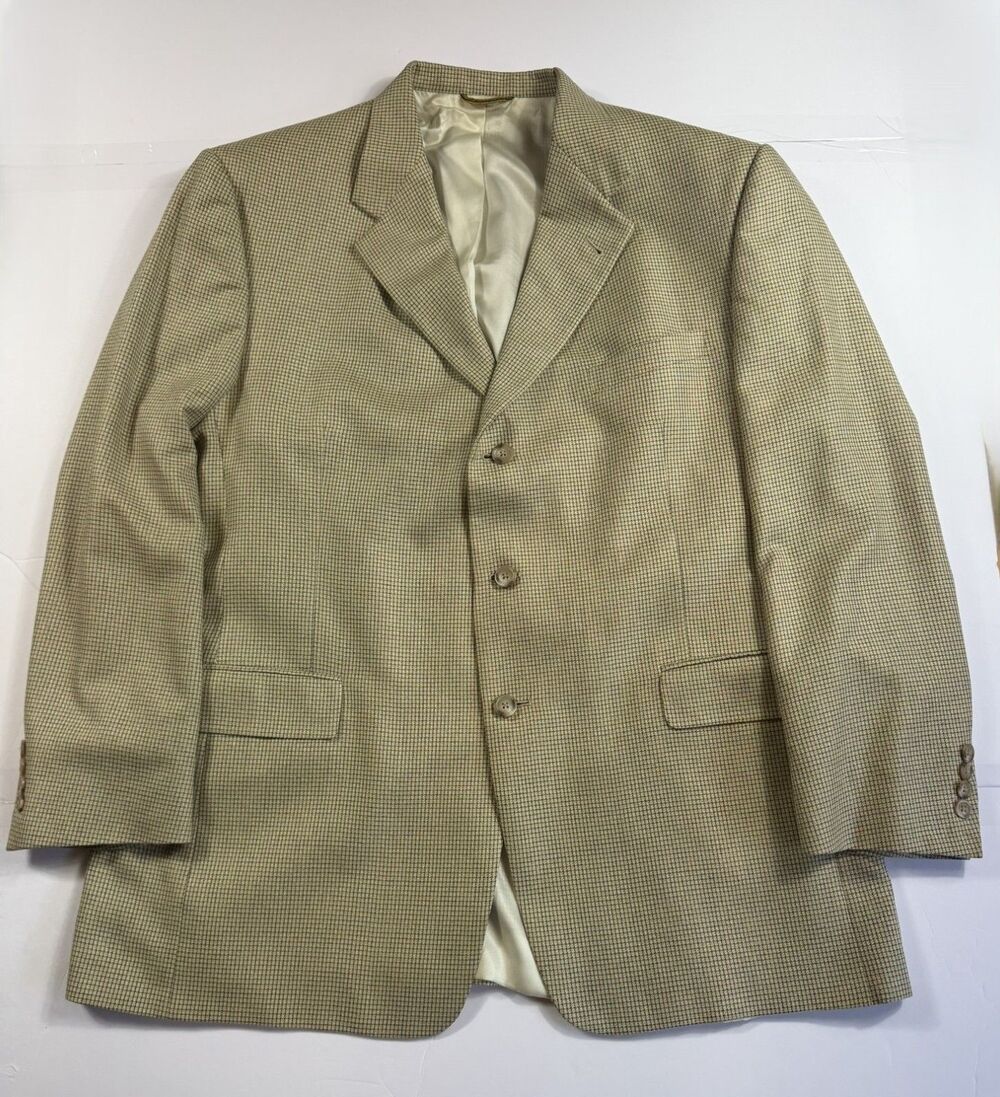 Vintage Hart Schaffner Marx Gold Trumpeter Sport Coat 46R Parisian Houndstooth